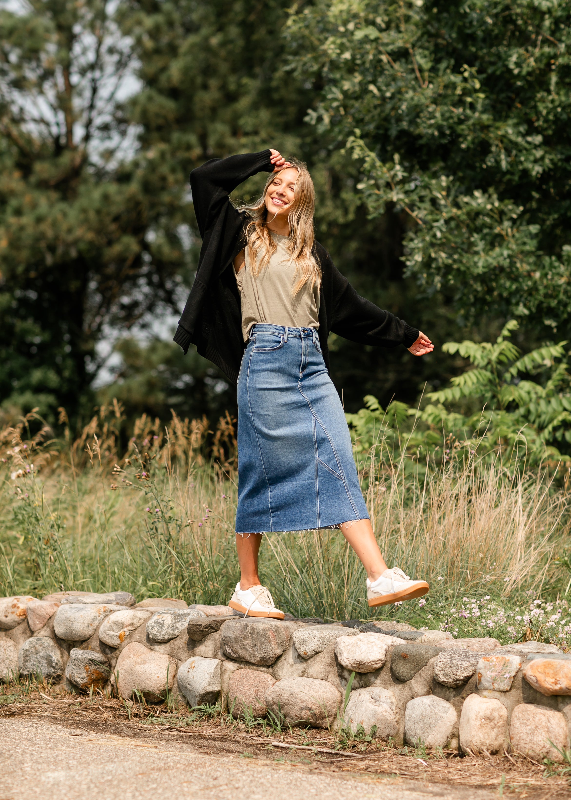 Lee A-Line Raw Hem Midi Skirt - FINAL SALE