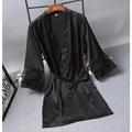 Lightweight Pink Women Sleepwear Classic Design Silk Bathrobe Lace Trim Bridesmaid Bride Party Robes