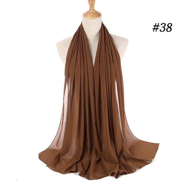 Long Lightweight Soft Solid Color Chiffon Scarfs Muslim Headscarf Hijab Scarf Shawls Wraps Hijab For Women 70*180cm