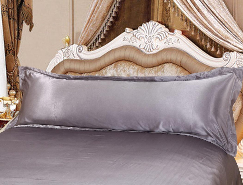 Long Pillowcase Brown Solid Pillow Case Cover Silk Satin Fabric Pillow Cover Soft Grey Satin Body Pillow Pillowcase Silky Long Pillow Case Home Textile For Bedroom