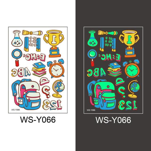 Luminous Tattoo Stickers Temporary Animal Tattoos Glow Paste on Face Arm Leg Fluorescent Waterproof Fake Tattoo For Kids Girls