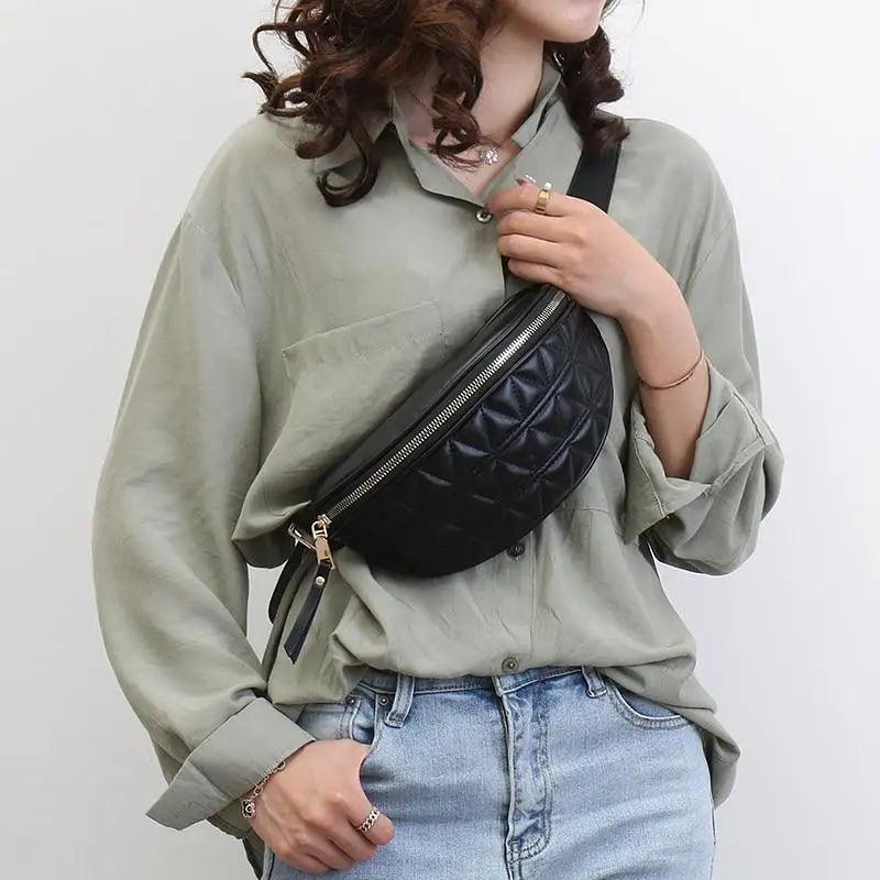 Luxurious Women PU Leather Waist Bags Waterproof Belt Bag Cross Body Fanny Pack Travel Bum Bag