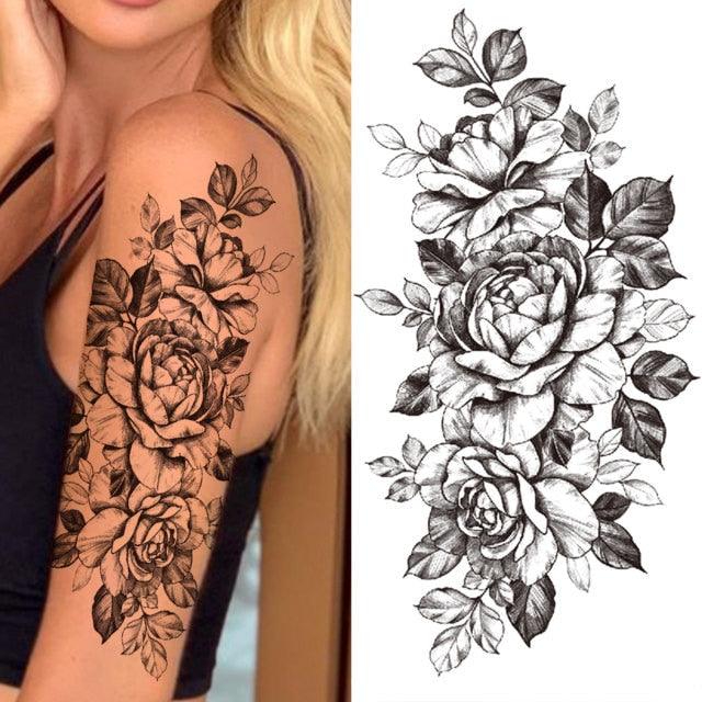 Luxury Black Forest Tiger Wolf Tattoo Sticker Temporary Tattoo Animals Colorful Big Tattoo Stickers For Mens Womens