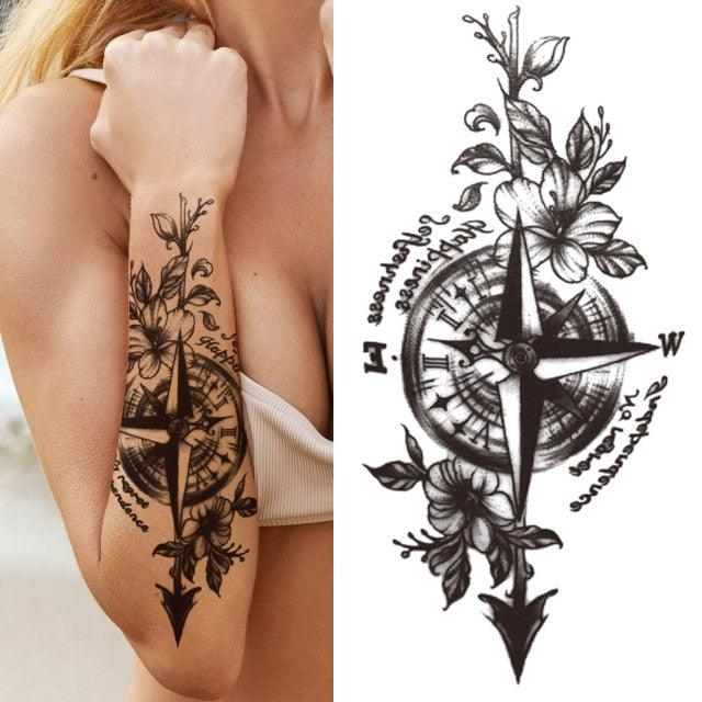 Luxury Black Forest Tiger Wolf Tattoo Sticker Temporary Tattoo Animals Colorful Big Tattoo Stickers For Mens Womens