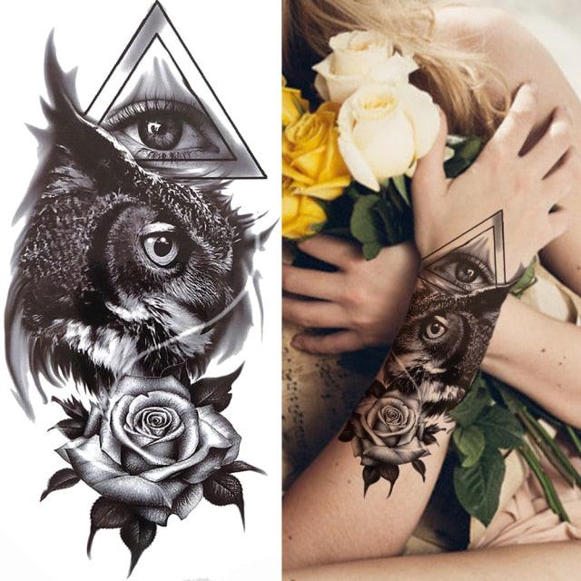 Luxury Black Forest Tiger Wolf Tattoo Sticker Temporary Tattoo Animals Colorful Big Tattoo Stickers For Mens Womens