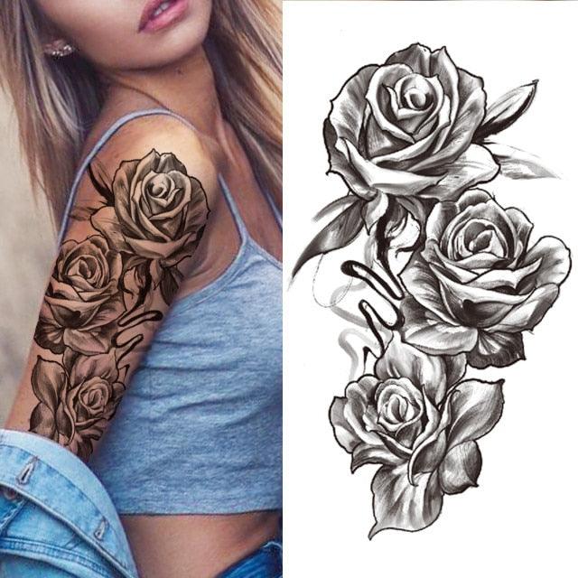 Luxury Black Forest Tiger Wolf Tattoo Sticker Temporary Tattoo Animals Colorful Big Tattoo Stickers For Mens Womens