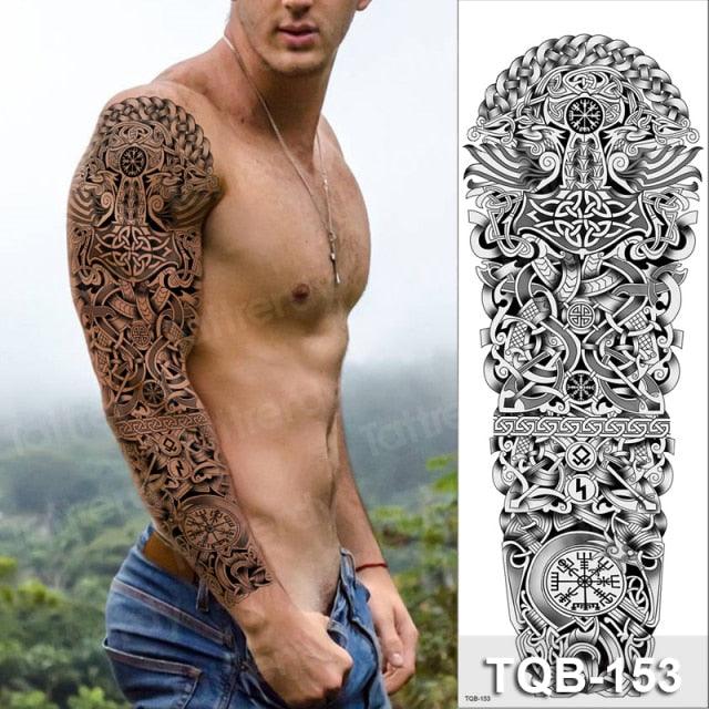 Luxury Black Temporary Tattoo Waterproof Big Lion Tattoo For Body Arm Legs Modern Large Design