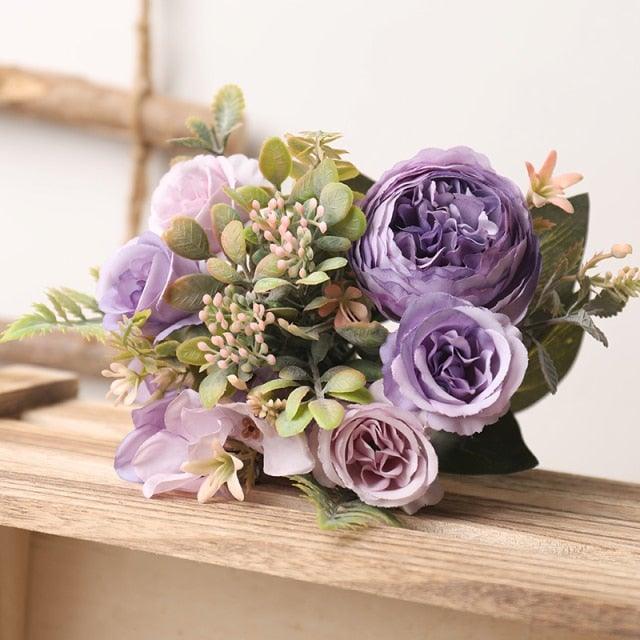 Luxury Fake Flowers Artificial Silk Roses High Quality Big Bouquet For Office Parties Bridal and Wedding Decoration Artificial Rose Flowers Bouquet Silk Flowers Rose for Home Bridal Wedding Party Festival Decor