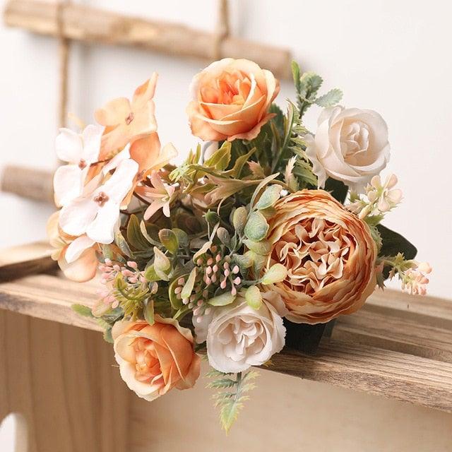 Luxury Fake Flowers Artificial Silk Roses High Quality Big Bouquet For Office Parties Bridal and Wedding Decoration Artificial Rose Flowers Bouquet Silk Flowers Rose for Home Bridal Wedding Party Festival Decor