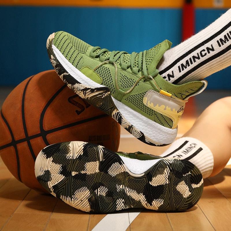 Men Breathable Basketball Shoes Shockproof High Top Sneakers Cushioning Sport Shoes Outdoor Training Ankle Boots Lightning Professional Anti Slip Sports Shoes For Running Walking Sport