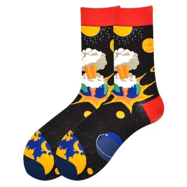 Men Cotton Socks Gradient Color Summer Style Long Wedding Sock Men  Knee High Business Socks Man Socks Men's Ladies Novelty Bright Colorful Patterned Cotton Socks
