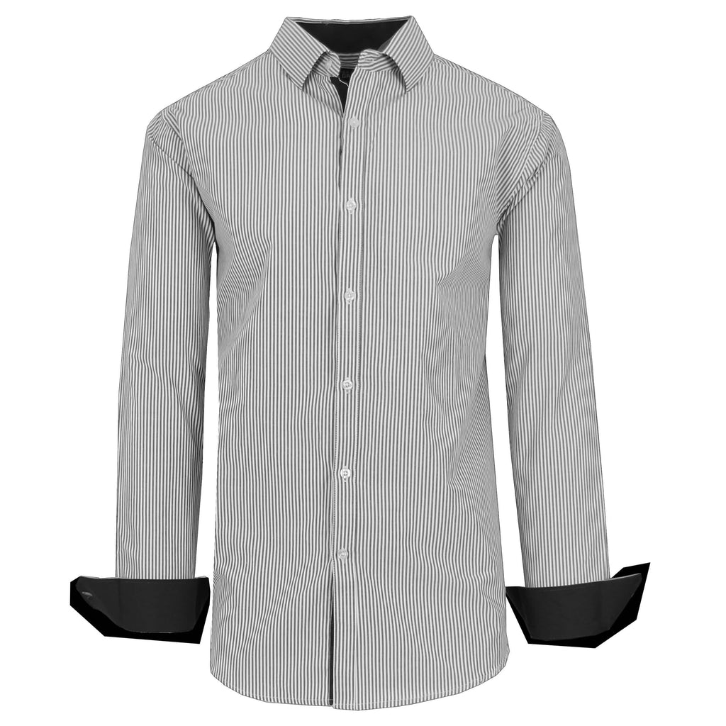 Men's Long Sleeve Slim Fitting Gingham Pattern Dress Shirts