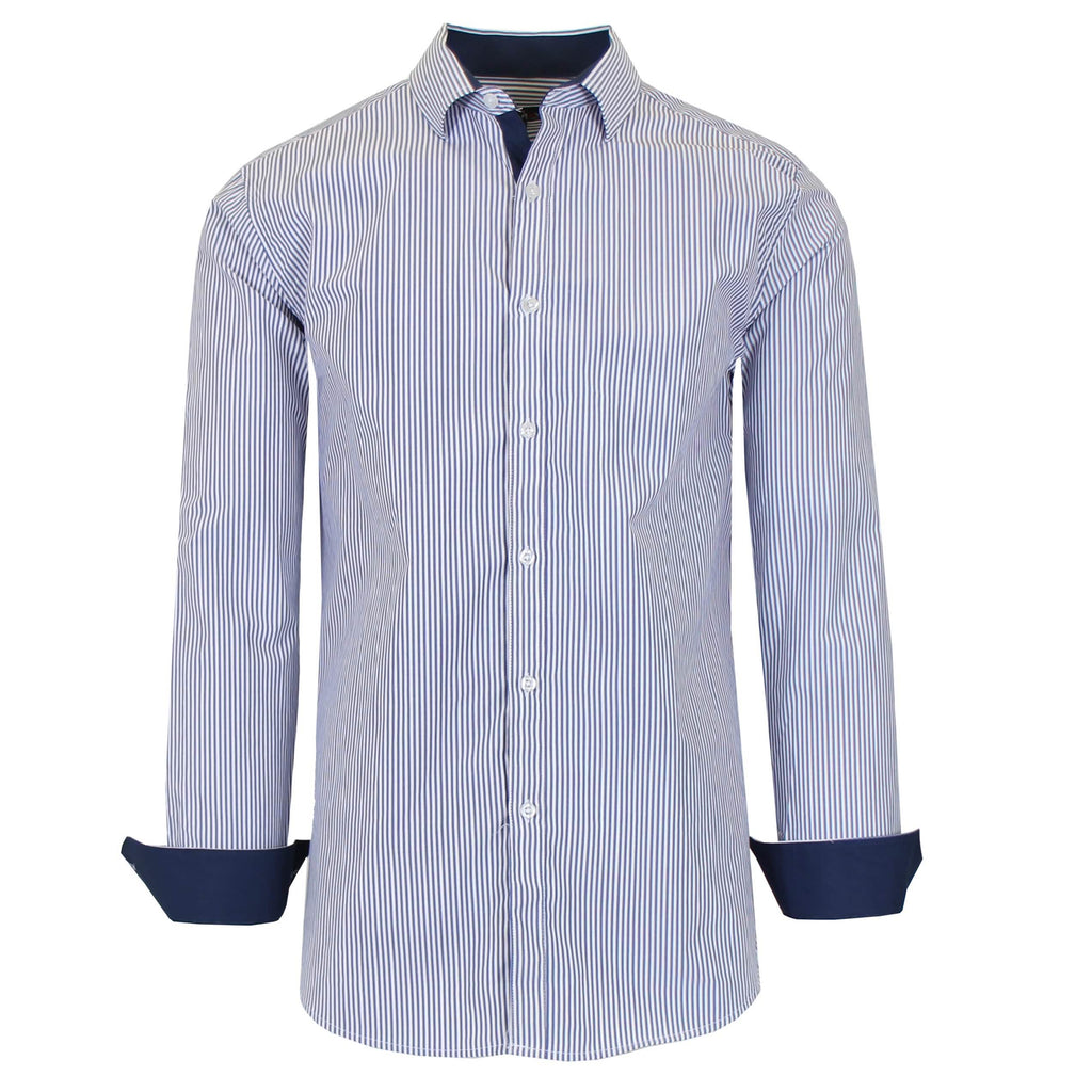 Men's Long Sleeve Slim Fitting Gingham Pattern Dress Shirts