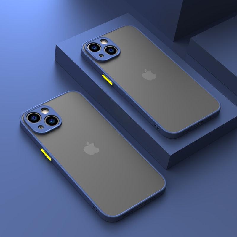 Minimalistic Shockproof Armor Case For iPhone 13 14 12 11 Pro Max XR XS X Luxury Silicone Bumper Clear Hard Cover Mini Luxury Silicone Bumper Clear Hard Cover