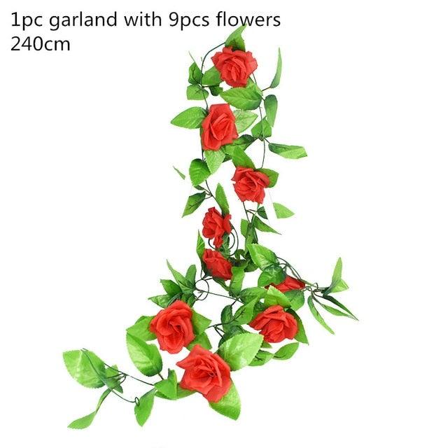 Modern Artificial Green Eucalyptus Leaves Garland Wisteria Rattan Fake Decor Silk Leaf Vines For Wedding Birthday Party Decor