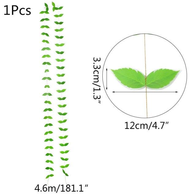 Modern Artificial Green Eucalyptus Leaves Garland Wisteria Rattan Fake Decor Silk Leaf Vines For Wedding Birthday Party Decor