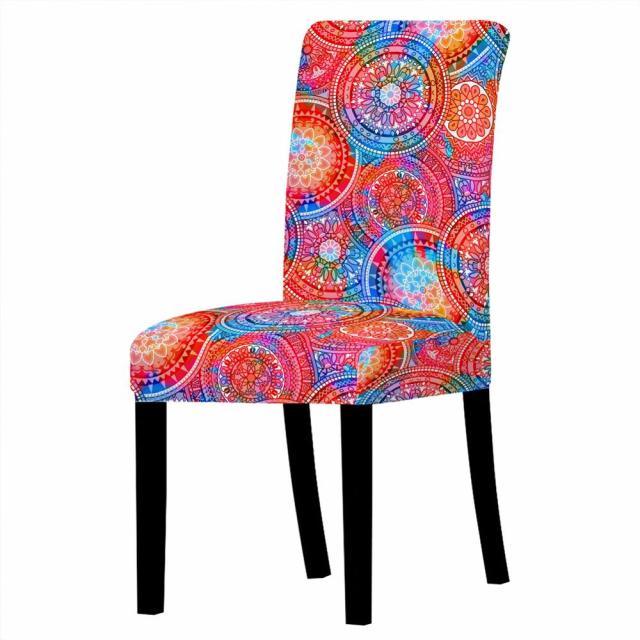 Modern Colorful Indian Style Chair Cover for Dining Chairs Room Mandala Print Cushion Cover High Back for Living Room Home Decoration Stretch Removable Washable Dining Room Chair Protector Slipcovers