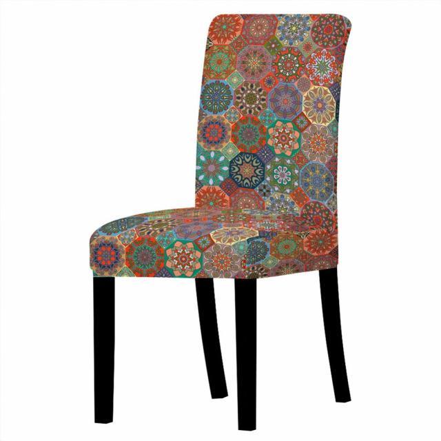 Modern Colorful Indian Style Chair Cover for Dining Chairs Room Mandala Print Cushion Cover High Back for Living Room Home Decoration Stretch Removable Washable Dining Room Chair Protector Slipcovers