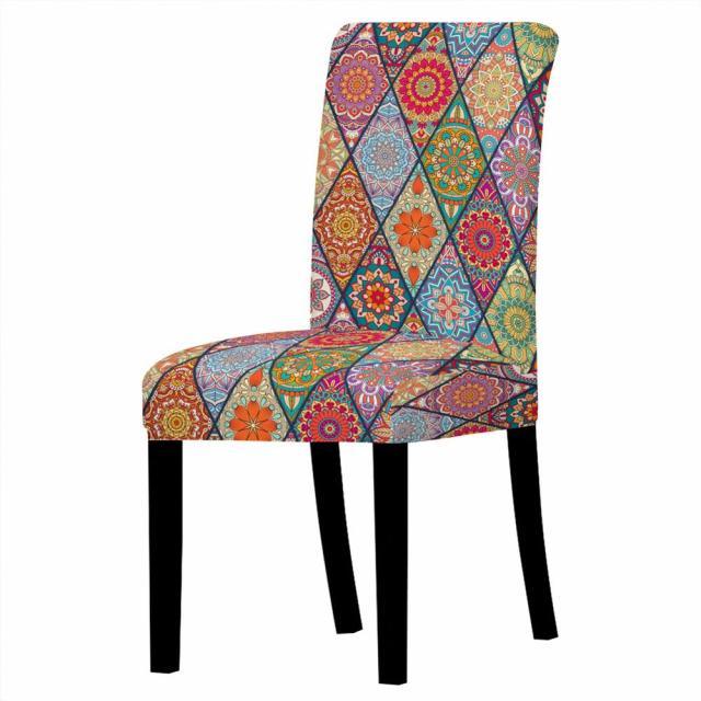 Modern Colorful Indian Style Chair Cover for Dining Chairs Room Mandala Print Cushion Cover High Back for Living Room Home Decoration Stretch Removable Washable Dining Room Chair Protector Slipcovers