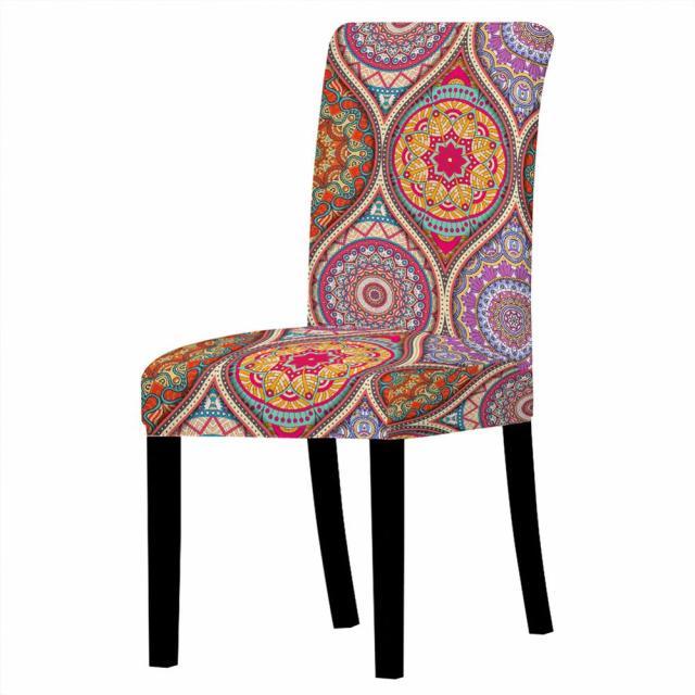 Modern Colorful Indian Style Chair Cover for Dining Chairs Room Mandala Print Cushion Cover High Back for Living Room Home Decoration Stretch Removable Washable Dining Room Chair Protector Slipcovers