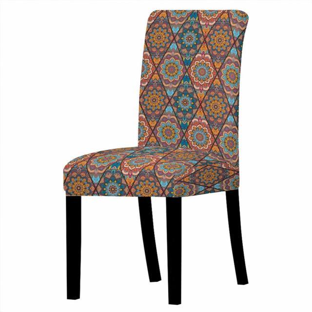Modern Colorful Indian Style Chair Cover for Dining Chairs Room Mandala Print Cushion Cover High Back for Living Room Home Decoration Stretch Removable Washable Dining Room Chair Protector Slipcovers