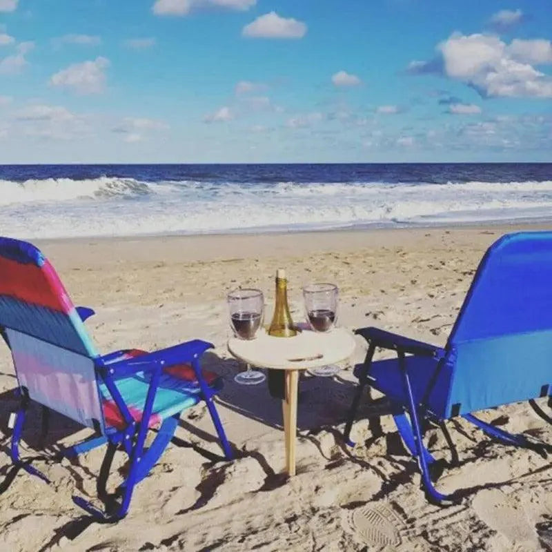 Modern Outdoor Portable Foldable Wood Wine Table With Round Desktop Mini Wooden Easy To Carry Rack Picnic Party Travel Tools Event Romantic Dinner Celebrations Outdoors