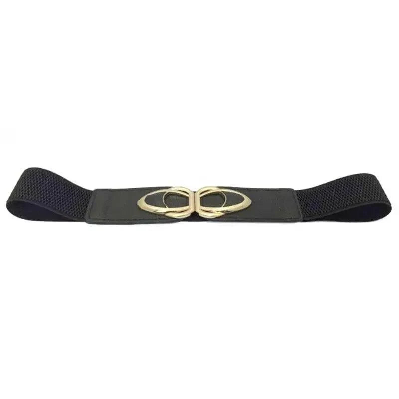 Modern Wide Fabric Strap Silver Metal Buckle Belts For Women Trendy Fashion Stretchable Classic Belts
