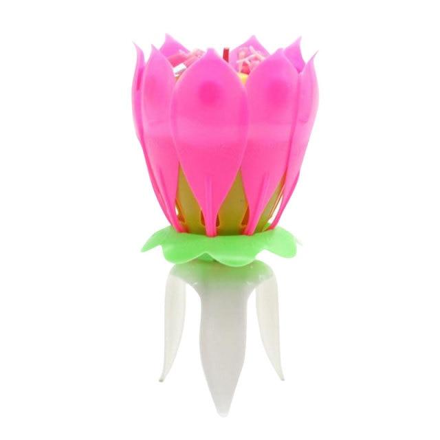 Music Cake Candles Lotus Flower Birthday Candles Festival Decorative Music Birthday Party Decor Colorfully Incredible Birthday Candles Decorative Cake Topper Candle Opens & Spins
