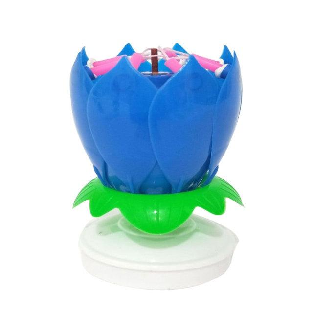 Music Cake Candles Lotus Flower Birthday Candles Festival Decorative Music Birthday Party Decor Colorfully Incredible Birthday Candles Decorative Cake Topper Candle Opens & Spins