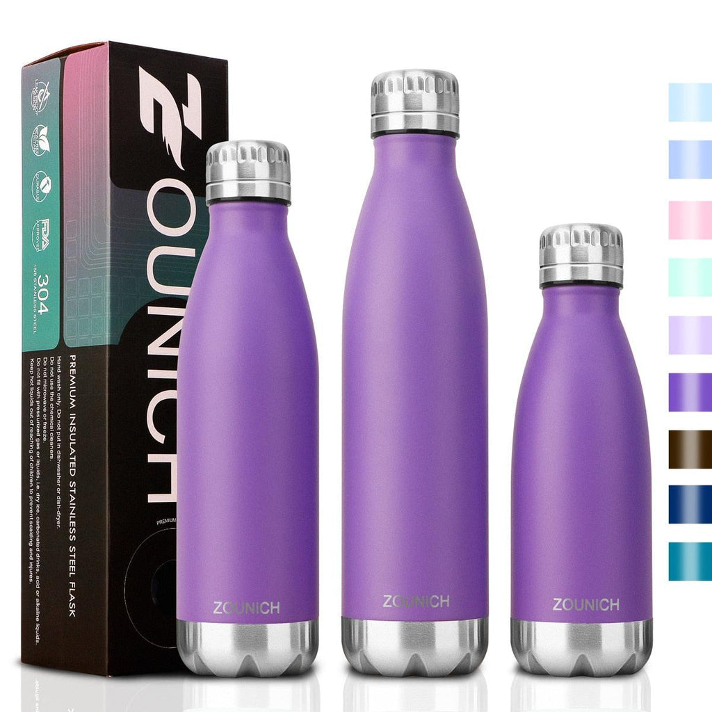 Neon Blue Water Bottle for Men Women & Kids Double Wall Stainless Steel Water Bottle Thermos Insulated Vacuum Flask Gym Sport Shaker Bottle Portable Thermoses Stylish Stainless Steel Bottle Keeps Water & Beverages All Day Hot Or Cold