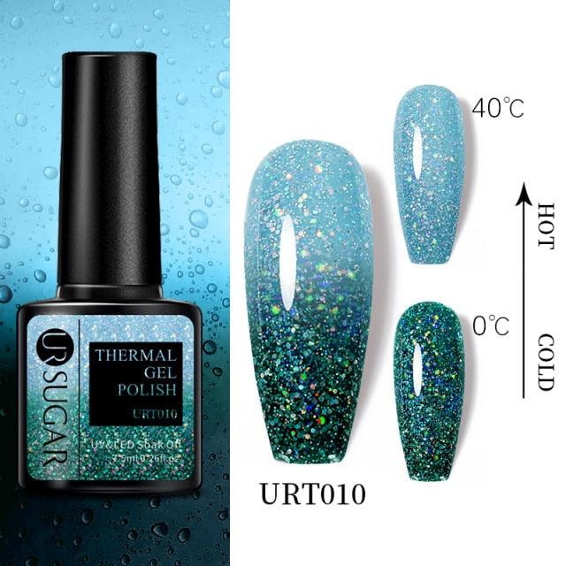 New 2022 Pink Blue Gel Nail Polish UV Color Changing Elegant Luxury Glossy Nail Design For Womens