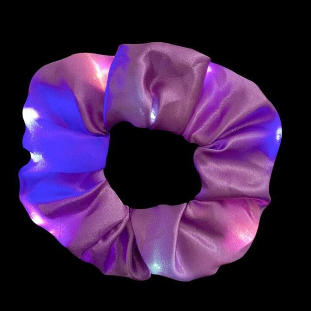 New Arrival Girls LED Luminous Scrunchies Hairband Ponytail Holder Headwear Elastic Hair Bands Solid Color Hair Accessories Ponytail Holder Accessories for Women And Girls
