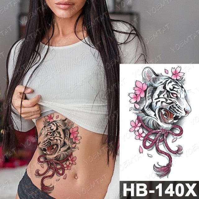 New Big Butterfly Waterproof Temporary Sticker Tattoo Elegant Black Colorful Tattoos Rose For Women Men