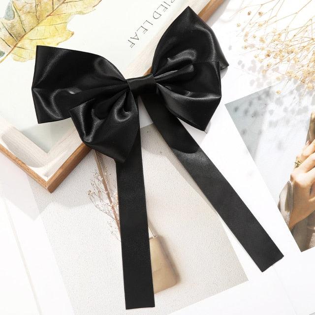 New Bow Pearls Chain Barrettes Hairpins For Women Rhinestone Spring Hair Clips Ribbon Headband Ponytail Headdress Wedding Hair Accessories for Brides and Bridesmaids