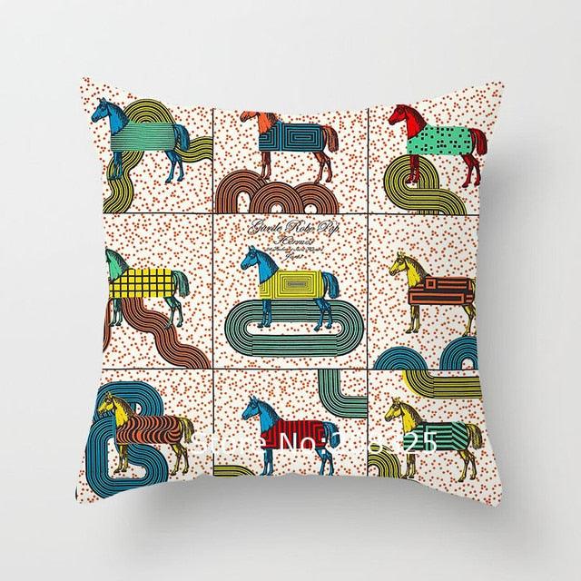 New Horse Cushion Cover Short Plus Luxury Horse Cotton Linen Decorative Pillowcase Cushion Decorative Pillows  Covers for Home Sofa Couch Car Bedrooms 45x45cm