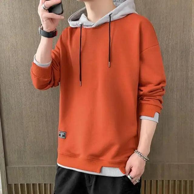 New Men Casual Sweatshirt Hoodies Male Solid Color Pullover Tops Spring Autumn Winter Pullover Floral Print Flannel Check Hoodie Autumn Jackets For Men