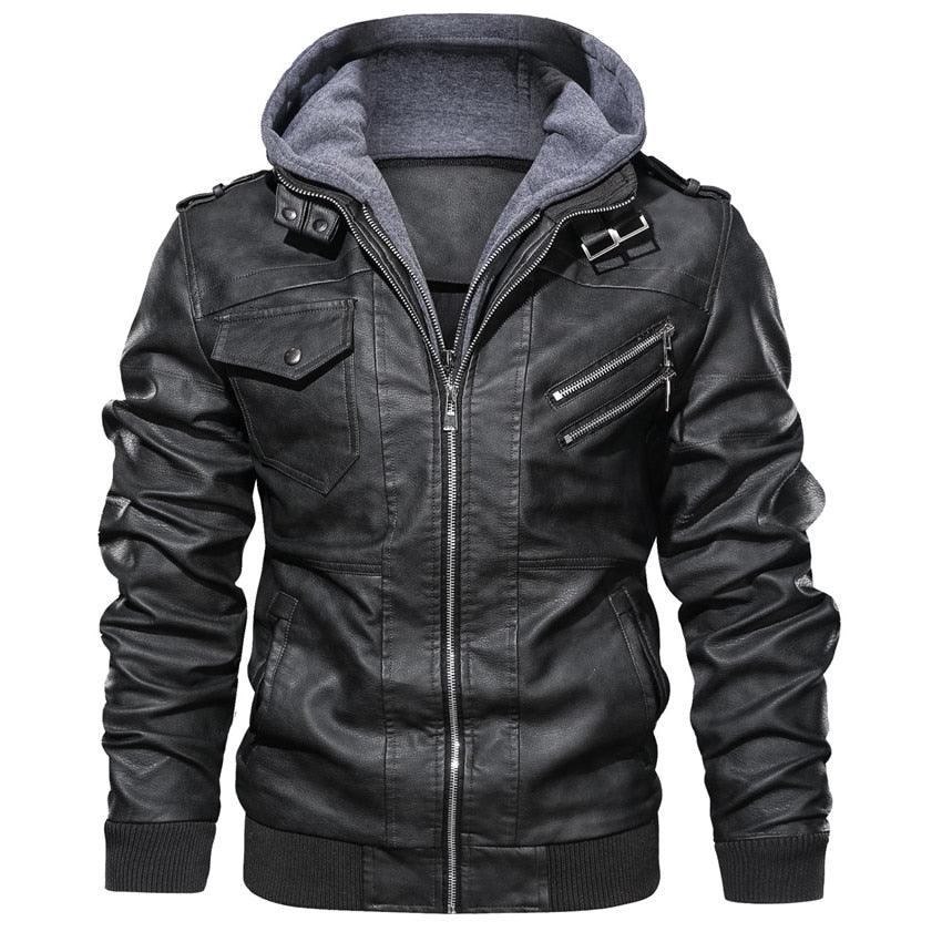 New Men's Leather Jackets Autumn Casual Motorcycle PU Jacket Biker Leather Clothing Men's Hooded Jackets Male Warm Comfortable Vintage Casual Motorcycle Jacket