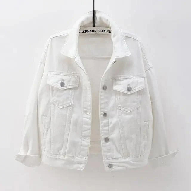 New Stunning Women's Plus Size Denim Jacket Spring Autumn Short Coat Pink Jean Jackets Casual Tops Purple Yellow White Loose Outerwear