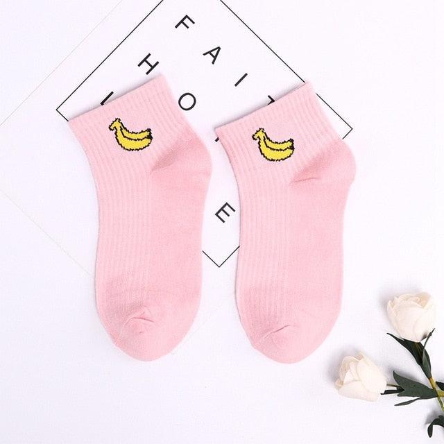 Solid Color Avocado Printed Socks Casual Joker Cotton Short Socks Ladies Fruit Print Concise College Style Breathable Cotton Short Socks For Men And Women