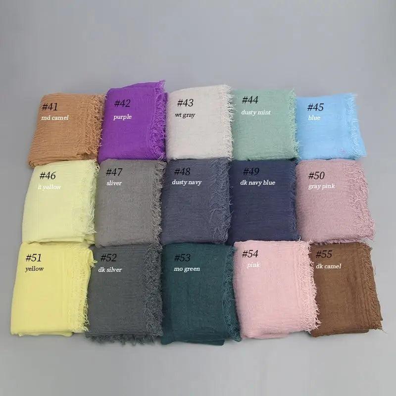 New Stylish Plain Scarf Women Muslim Crinkle Hijab Scarf Female Musulman Soft Cotton Headscarf Islamic Hijab Shawls And Wraps