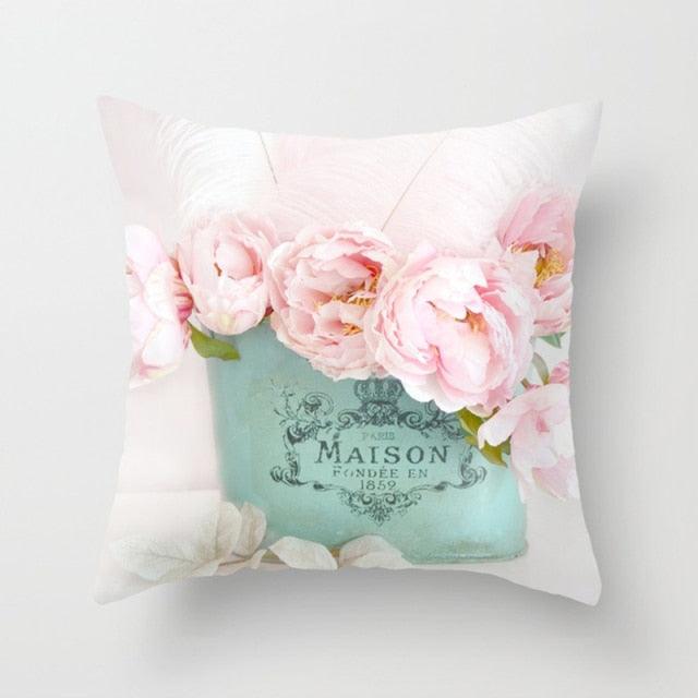 New Velvet Cushion Cover Pillowcase Colorful Flower Cushion Sunflower Rose Mediterranean Pillow Case Decor Sofa Throw Pillows Room 45x45CM