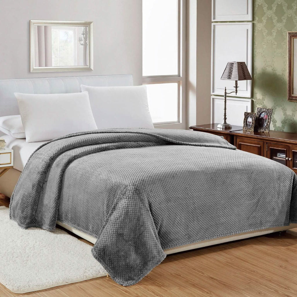 Noble House Solid Color Popcorn Microfiber Blanket