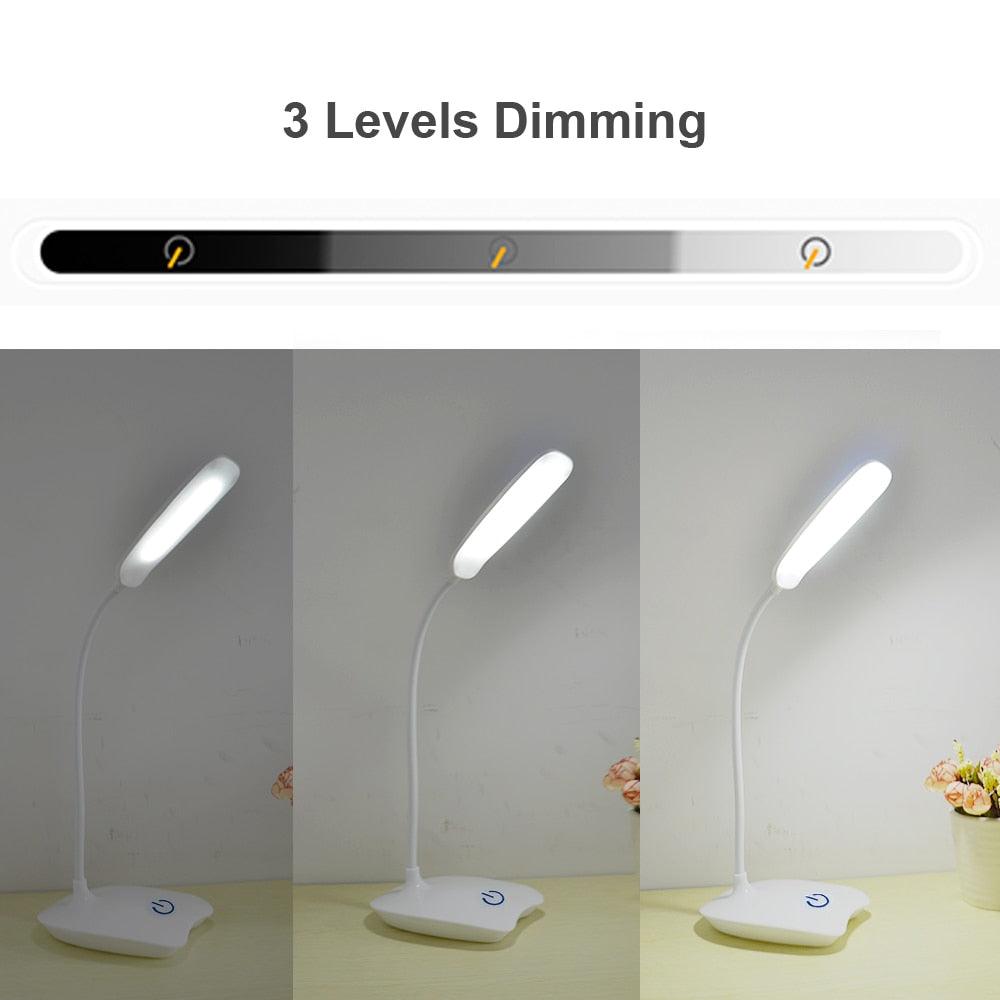 Office Desk LED Table Lamp USB Rechargeable Battery Bright Lamp Eye Care Mini Flex Room Desk Children's Lamp Bedroom Nightstand Decorative Table Lamp Cute Study Lamps for Bedroom Décor