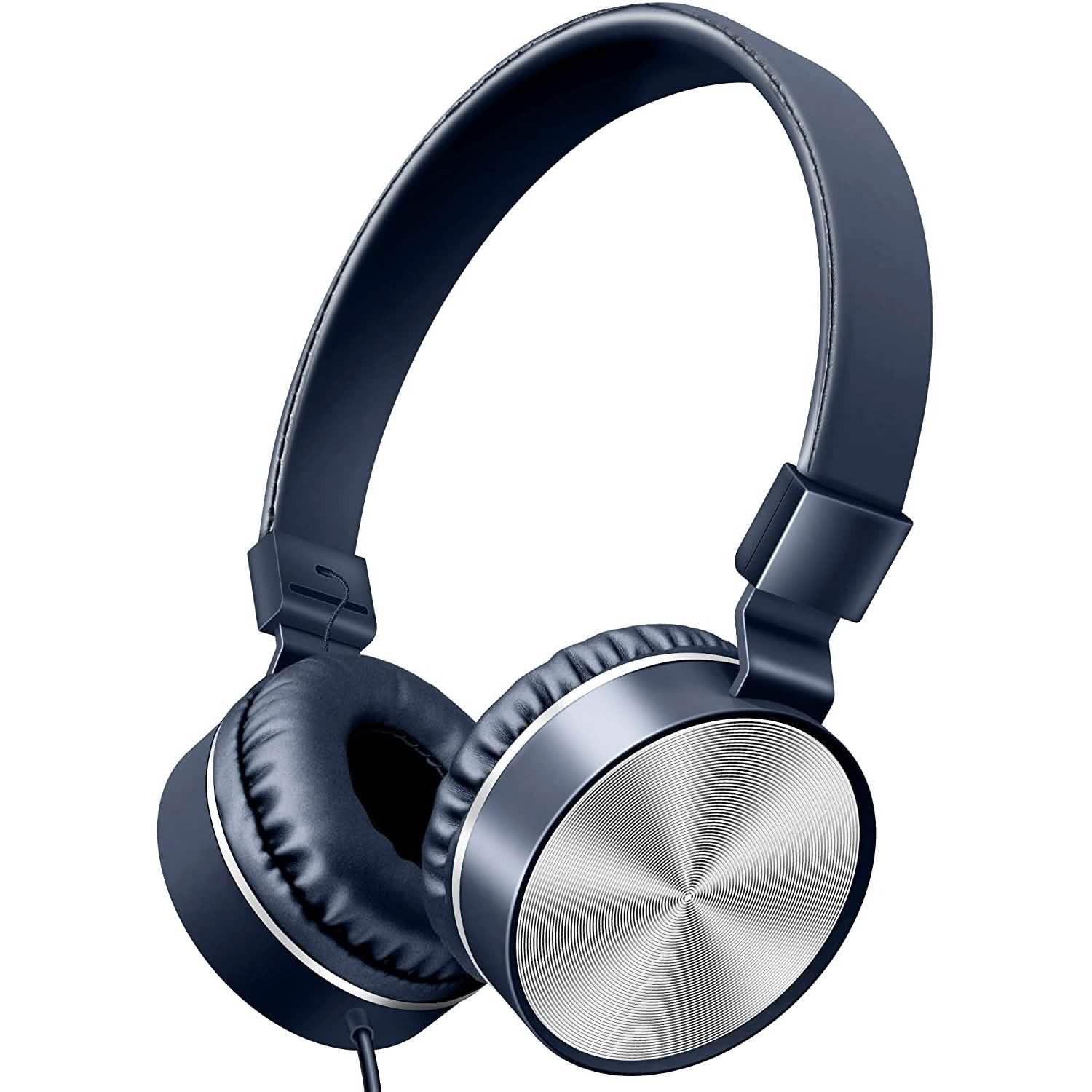 On-Ear Headphones with Built-in Mic, Portable Audio Headset with Adjustable Headband