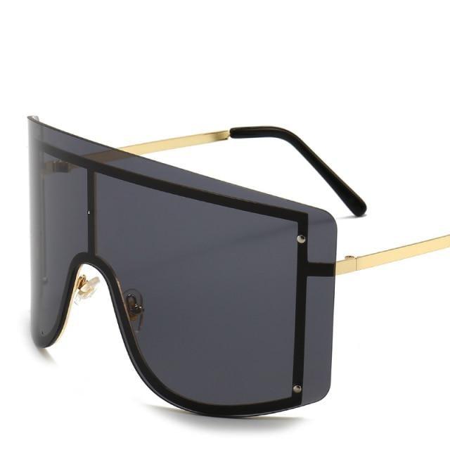 Oversized Women Blue & Yellow Gradient Sunglasses  Fashionable Rimless In Metal For Female New Shades Personality Eyewear