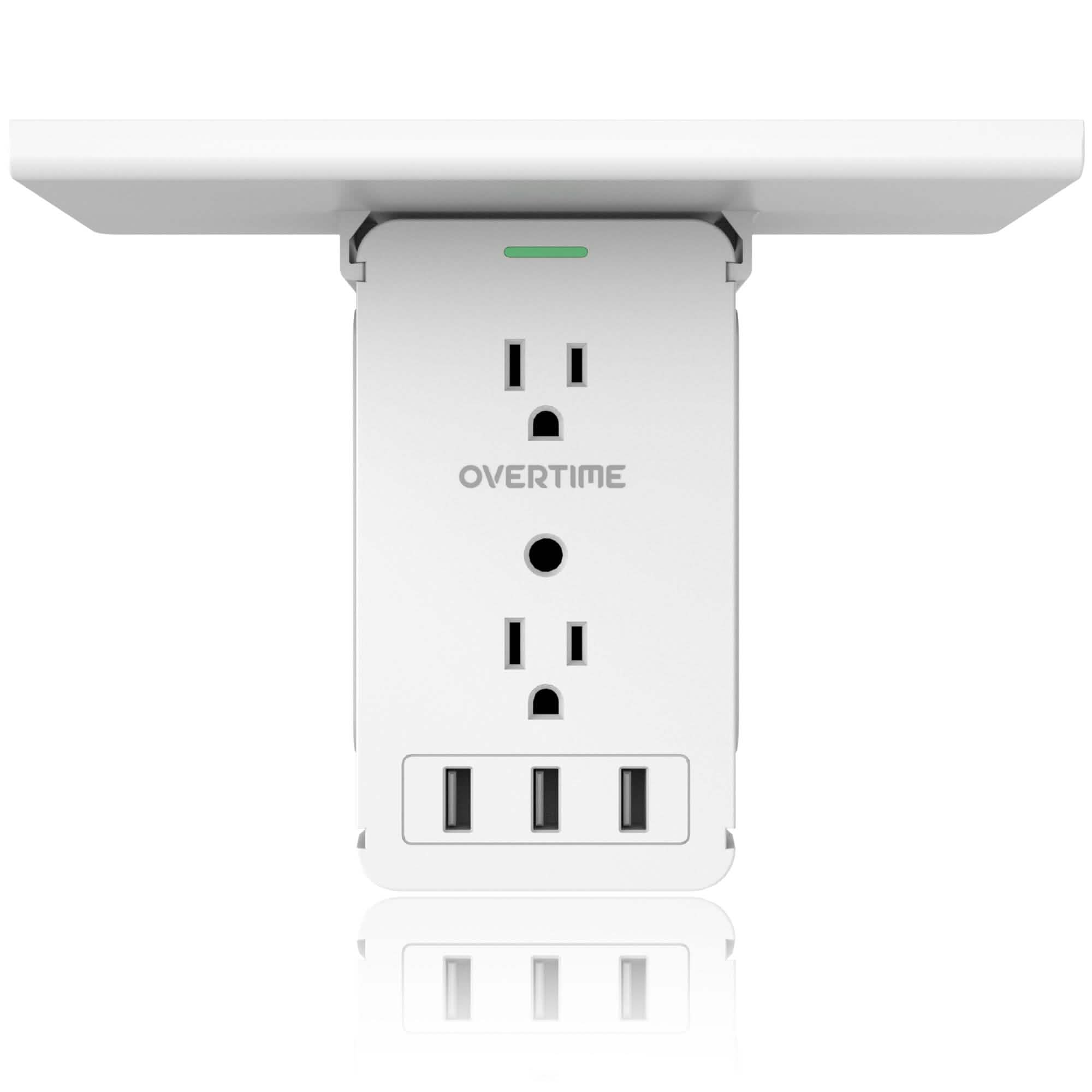 Overtime Outlet Extender with 8 AC and 3 USB Outlets Detachable Shelf Multi-Plug Outlet Extender with Surge Protector