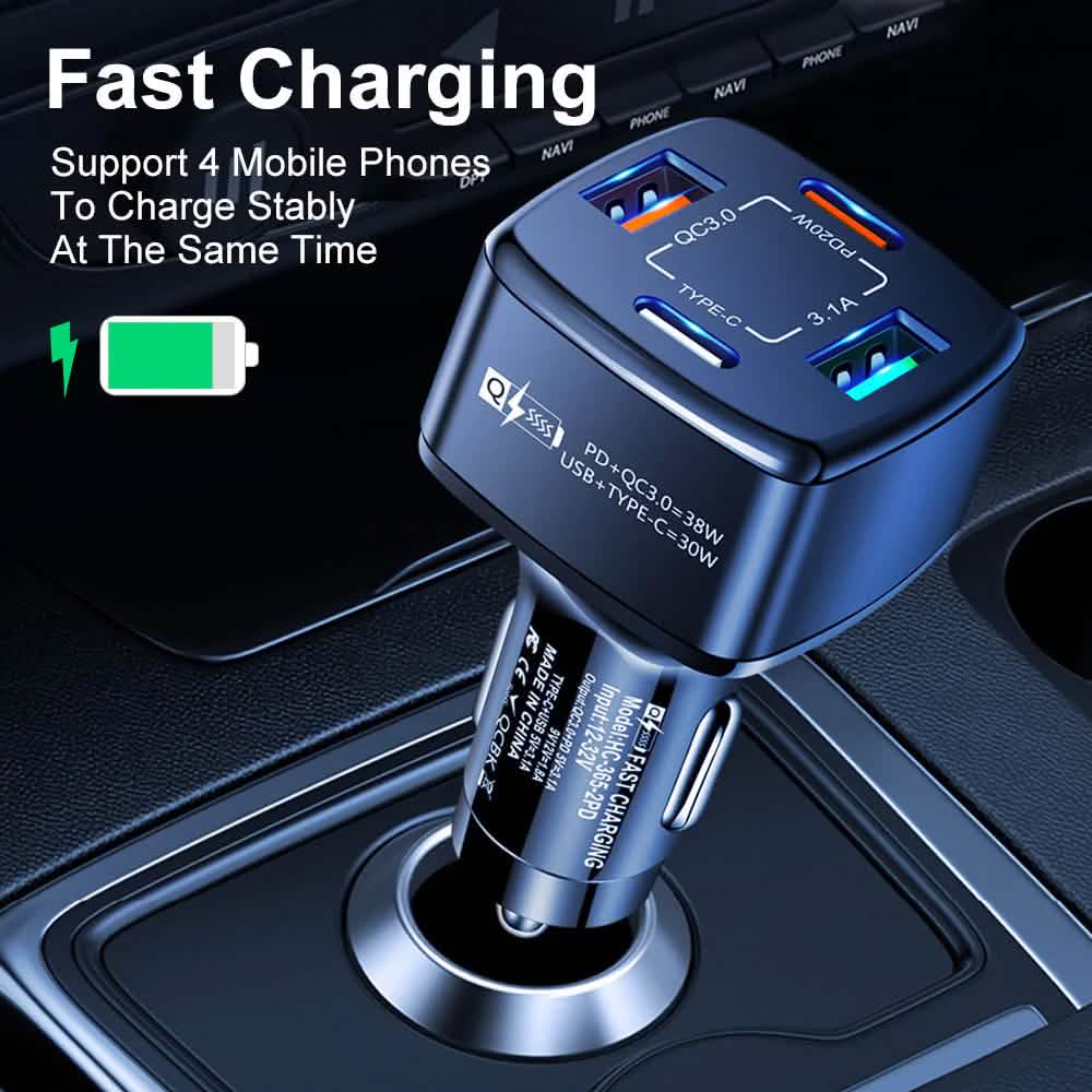 PBG 4 Port Car Charger 2 PD Ports and 2 USB Ports