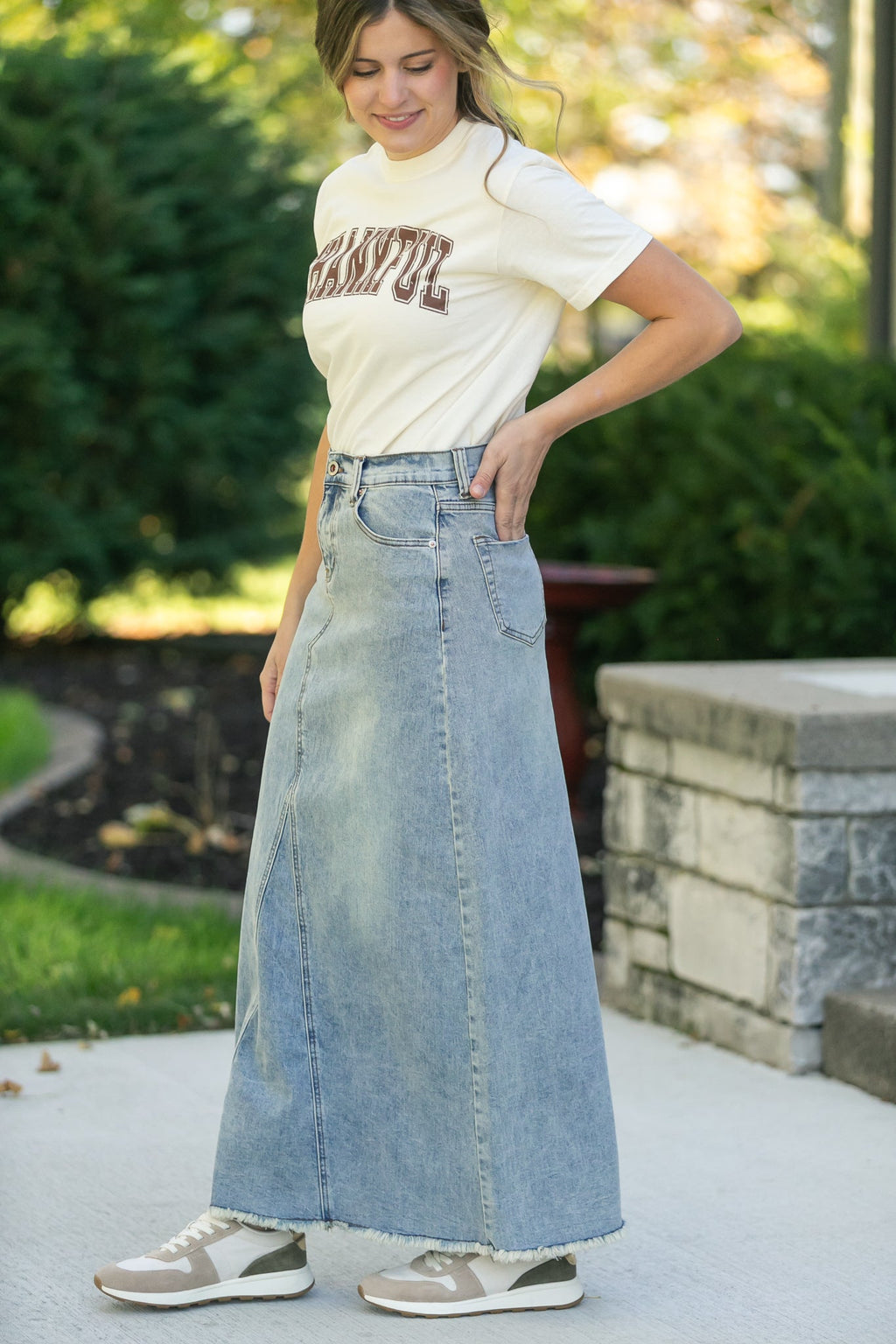 Piper A-line Long Denim Maxi Skirt - FINAL SALE