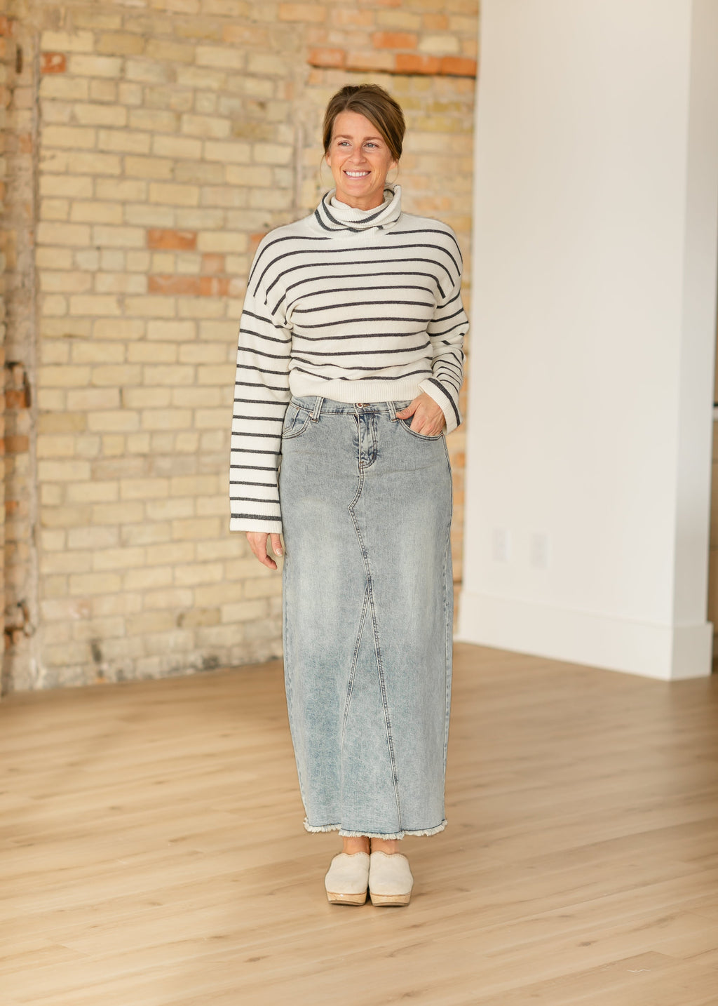 Piper A-line Long Denim Maxi Skirt - FINAL SALE