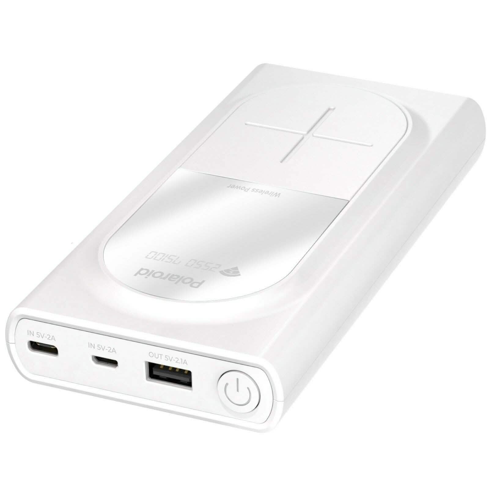 Polaroid Portable Wireless Power Bank - 10000mAh, USB Charging, Digital Display